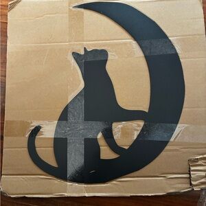 Huge Black Cat Metal Wall Art